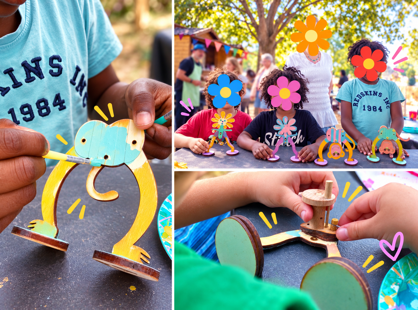 Enfants pendant un atelier de fabrication